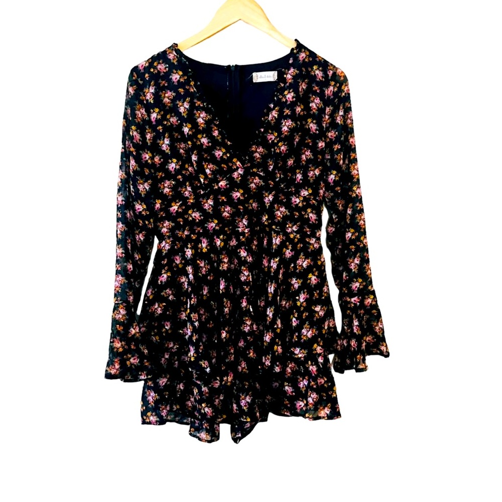Y2K babydollAltar'd State Floral Glitter Long Sleeve small Romper whimsigoth